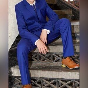 Raymond Technofit Blue Formalwear Prom Grad Wedding Young Man 2 Piece Suit